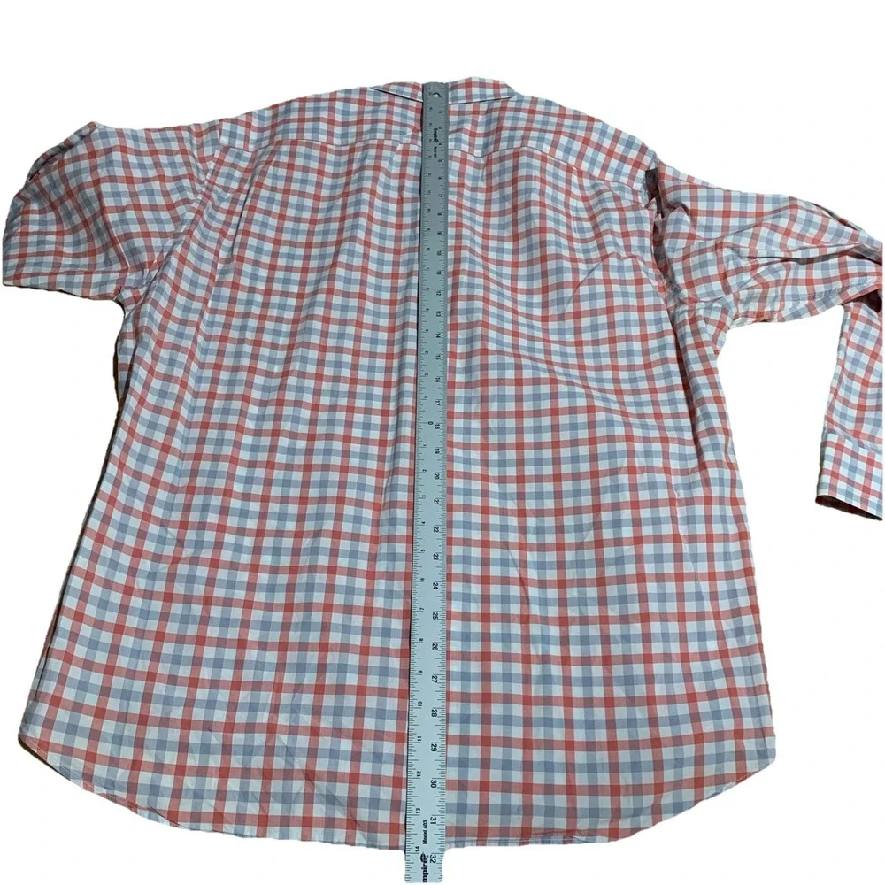 J. Crew Shirt Men's XL Long Sleeve Coral Gray & White‎ Check Cotton Casual